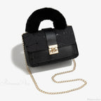 Plush Small Square Printed Messenger Handbag