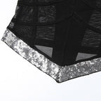 Glitter v neck mesh backless cami top  | Festival Outfits Women