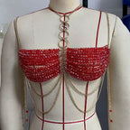 Halter metal chain o ring beaded cami top  | Festival Outfits Women