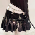 One shoulder beaded skull PU leather belt top  | Festival Outfits Women