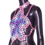 Halter star pattern backless gem chain top  | Festival Outfits Women