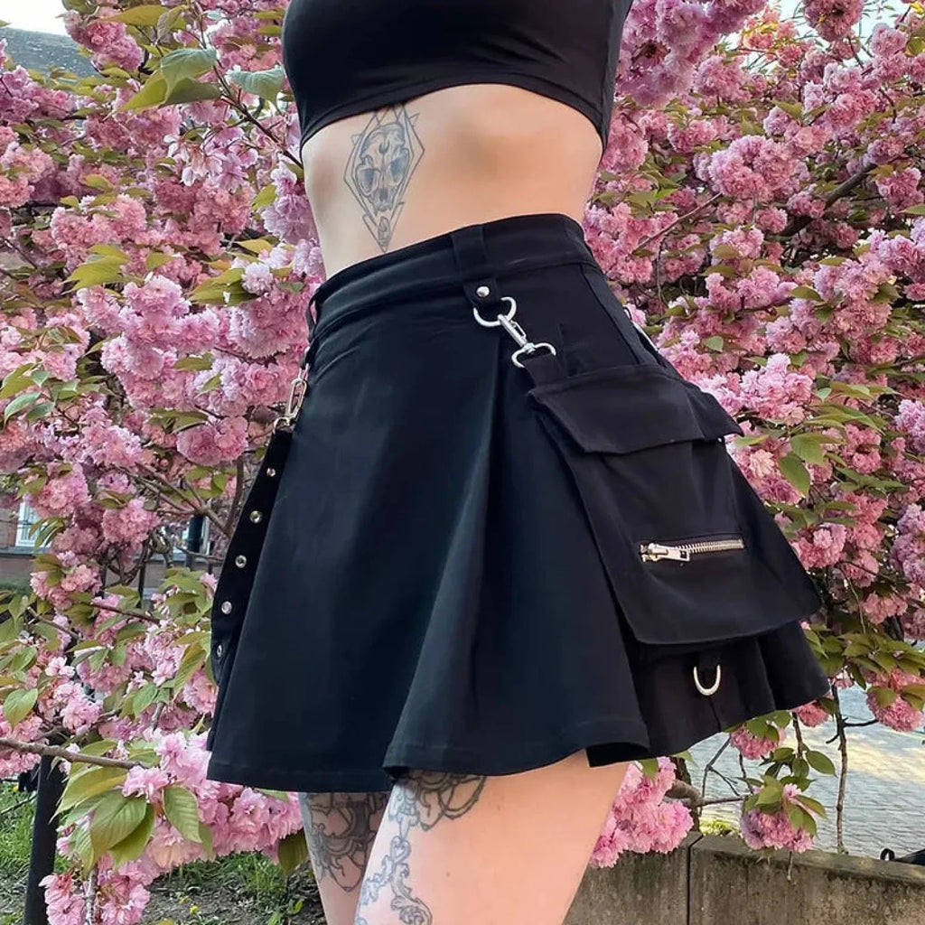 Pocket A-line Preppy Street Skirt