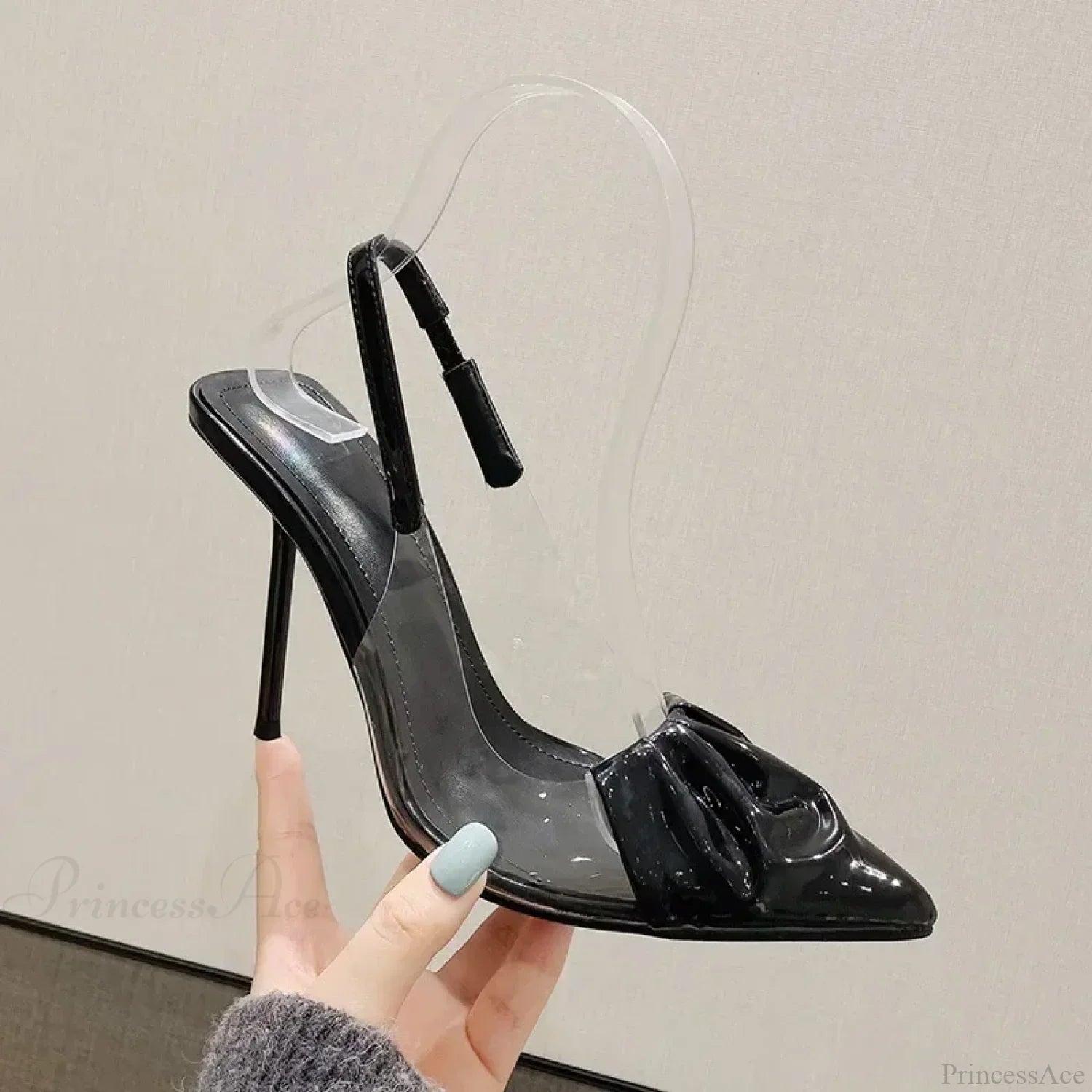 Pointed Patent Leather Sandals Transparent Pvc Strap Thin High Heels Stripper Pole Dance High Heel