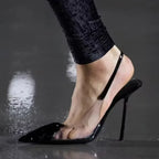 Pointed Patent Leather Sandals Transparent Pvc Strap Thin High Heels Stripper Pole Dance High Heel