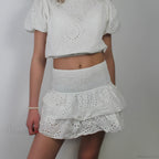 Pointelle Layered Ruffle Skirt