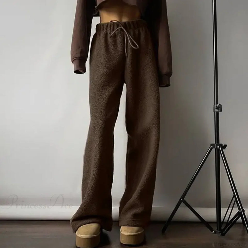Polar Fleece Basic Vintage Women Pants