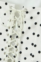 White Polka Dot Square Neck Cami Mini Dress