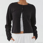 Preppy Crew Neck Button Up Front Cardigan