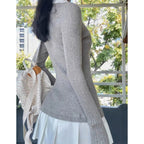 Preppy Style Pleated Knit Dress