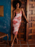Print Slim Bodycon Midi Vacation Dress