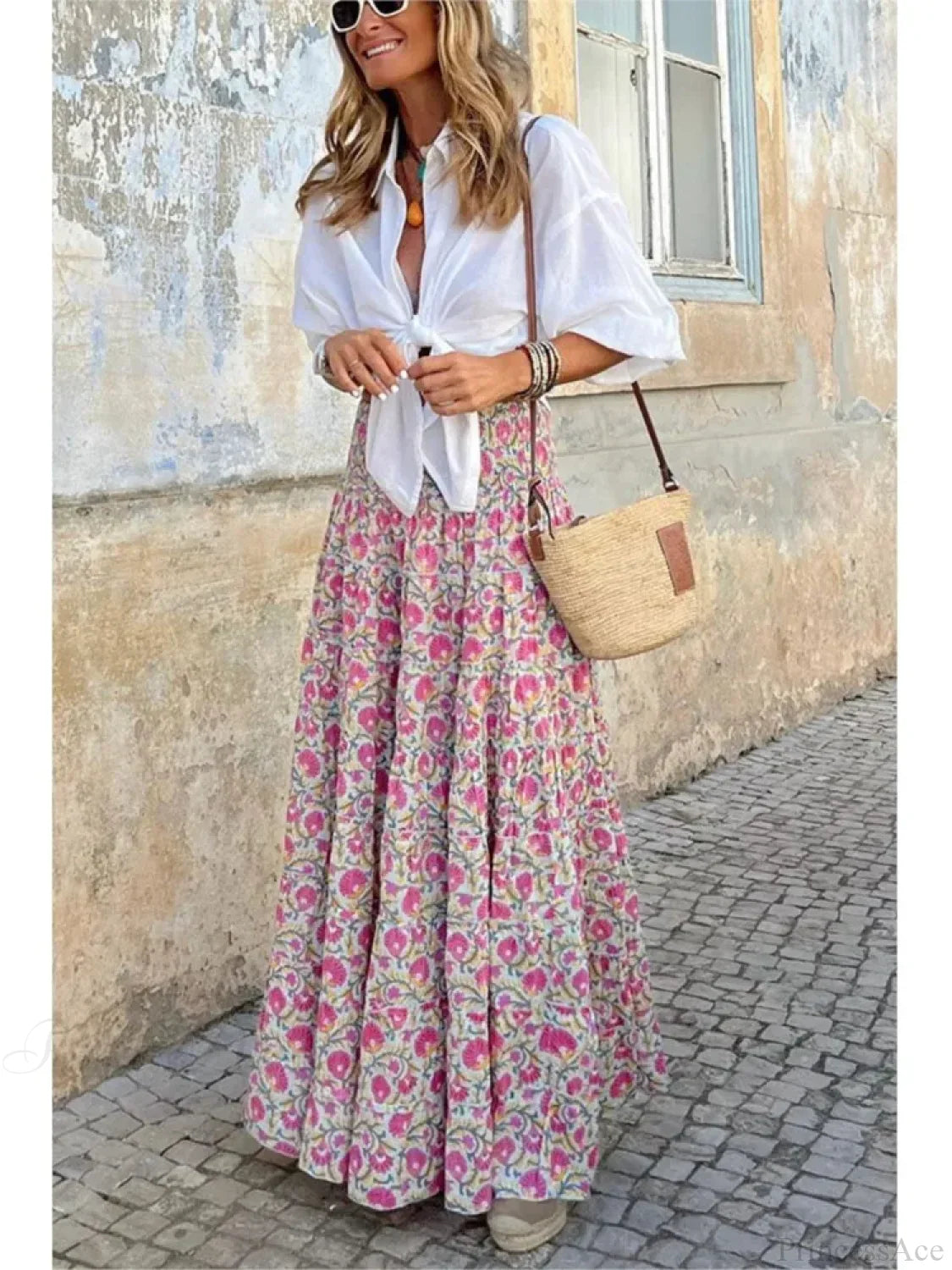 Printed A-Line Beach Skirt for Summer Casual Vacation