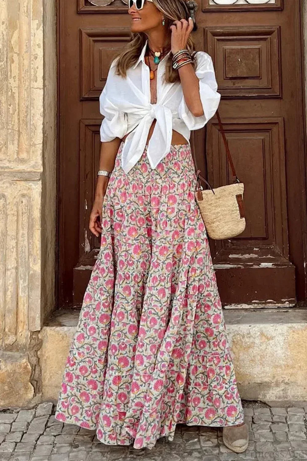 Printed A-Line Beach Skirt for Summer Casual Vacation