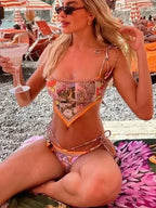 Printed Crop Top Brazilian Bikini Set