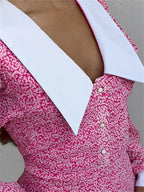 Printed Long Sleeve Mini Dress