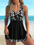 Printed Tankini Swimdress Two Piece Set