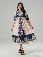 Printed V-Neck Summer Boho Dress