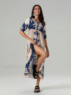 Printed V-Neck Summer Boho Dress