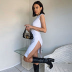 Josceline O-Neck High Split Mini Dress