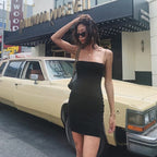 Square Neck Wide Strap Bandage Bodycon Sleeveless Mini Dress