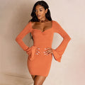 DressBetty - Flare Sleeve Bodycon  V Neck Bandage Dress