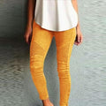 DressBetty - Women Fashion Solid Color Elastic Waistband Slim Skinny Pencil Pant Trouser Leggings Stacked Pants For Women Skinny Pencil Pant