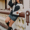 DressBetty - Elegant O Neck Love Print Patchwork Knitted Sweater