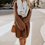 Eyelash Knit Oversized Crew Neck Sweater Mini Dress