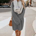 Eyelash Knit Oversized Crew Neck Sweater Mini Dress