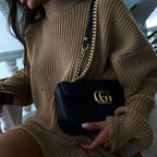 Oversized Distressed Ribbed Knit Drop Shoulder Sweater Dress