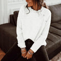 DressBetty - Women Casual Sweater Spring Autumn Long Sleeve Basic Knitted Tops Loose Pullover White Khaki Sweaters for Women