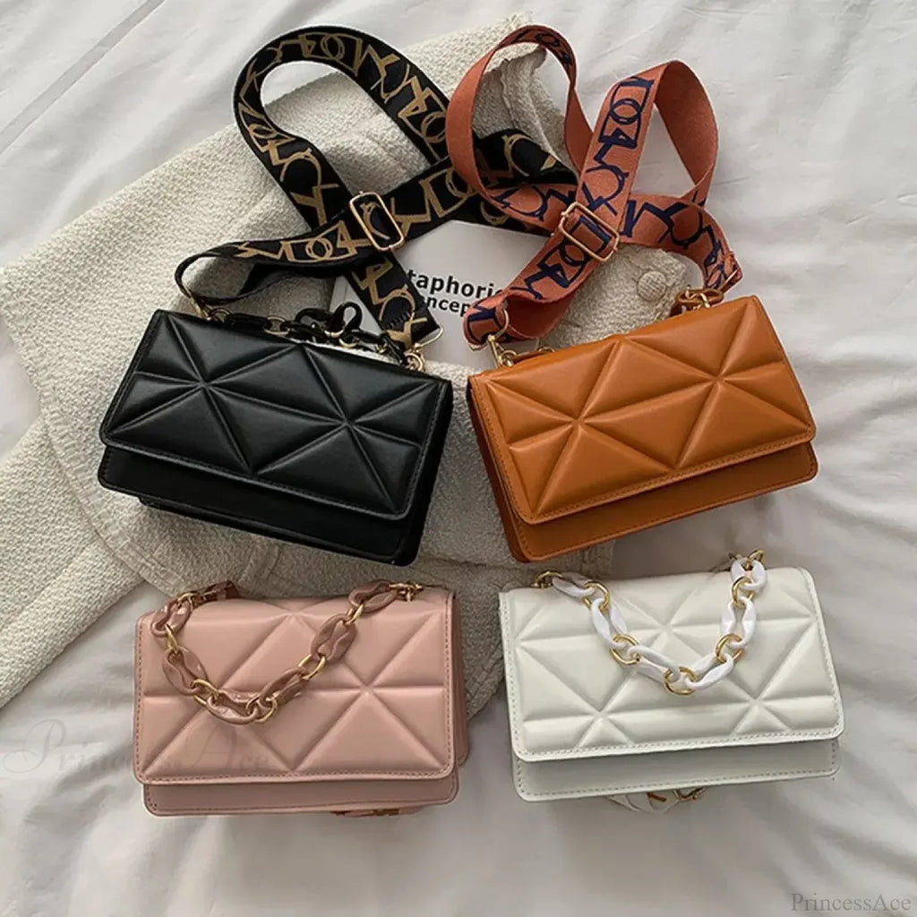 PU Leather Metal Chain Crossbody Bag