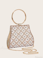 PU Rhinestone Clutch Bag for Women Party Wedding Fashion