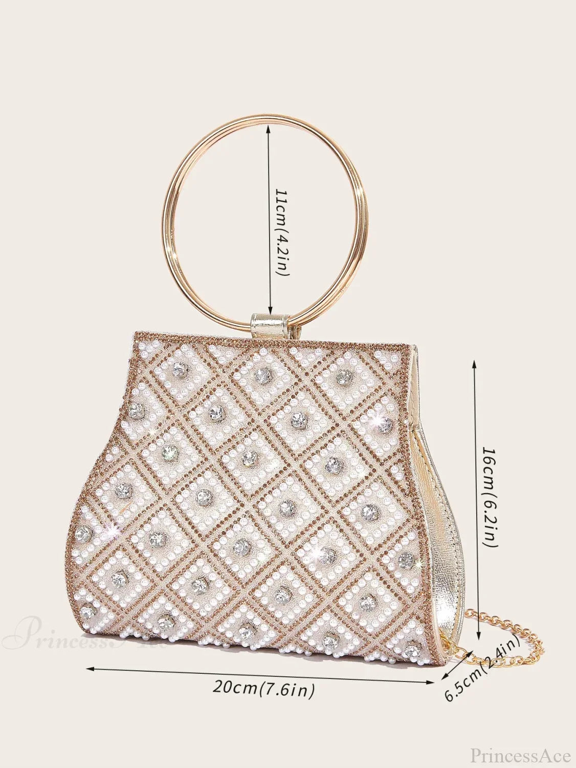 PU Rhinestone Clutch Bag for Women Party Wedding Fashion