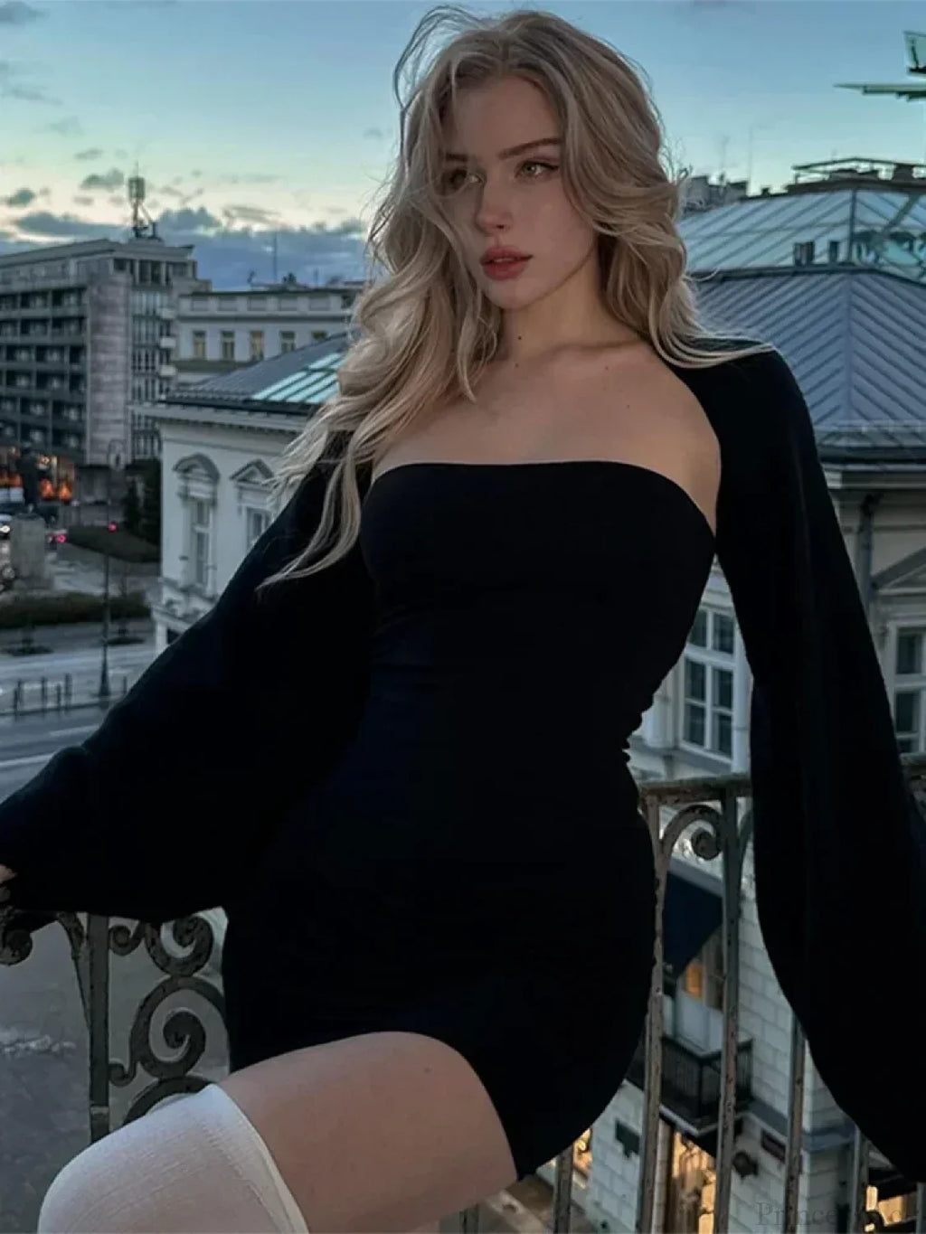 Puff Sleeve Square Collar Mini Dress