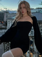 Puff Sleeve Square Collar Mini Dress