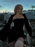 Puff Sleeve Square Collar Mini Dress