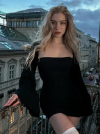 Puff Sleeve Square Collar Mini Dress