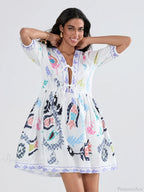 Puff Sleeve Tie-up A-Line Mini Floral Dress