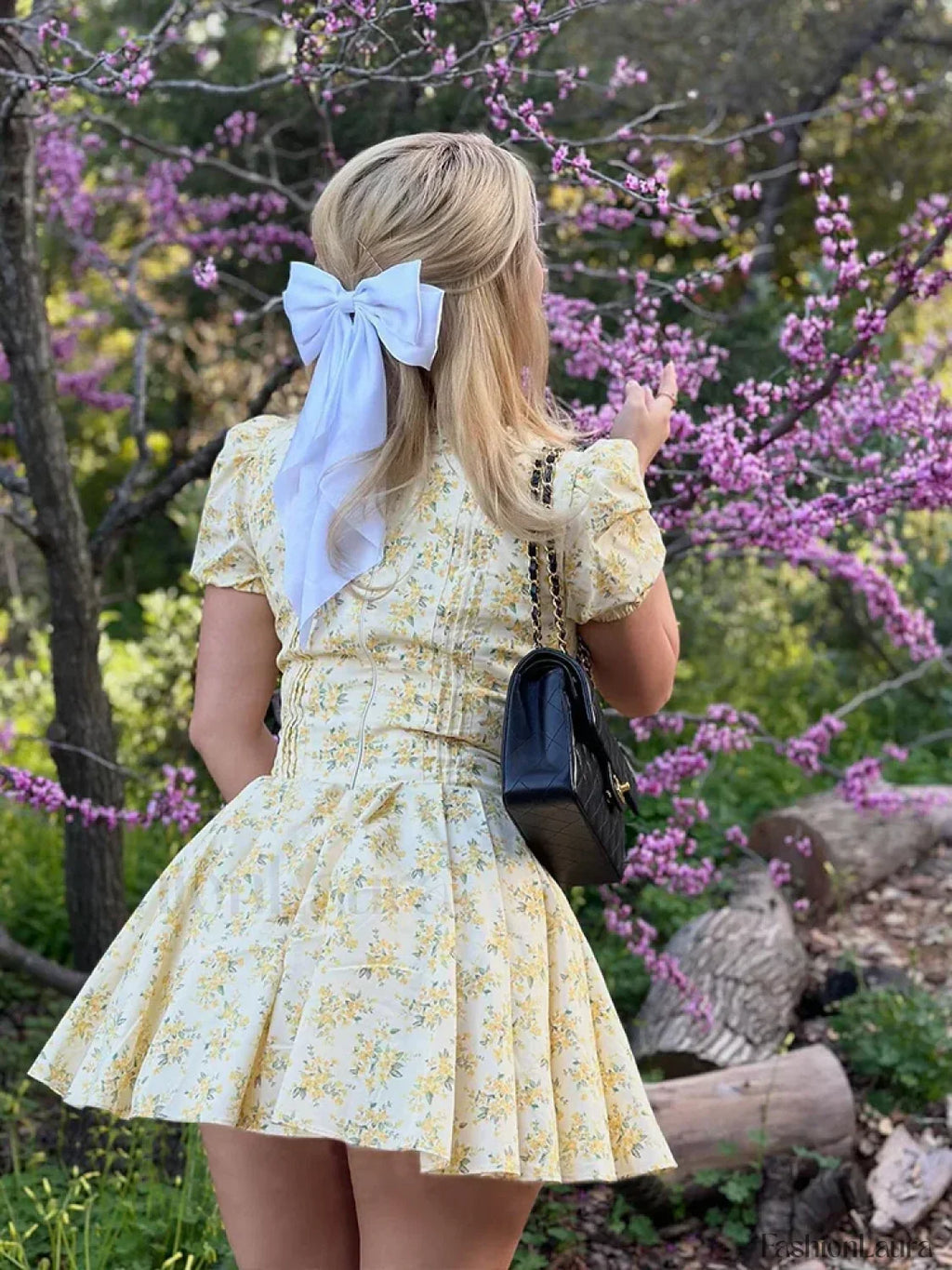 Yellow Puff Sleeve Tulle Mini Dress