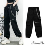 Punk Black Female Joggers Cargo Pants