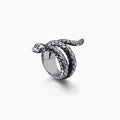 Snake Shaped Embossed Wrap Around Ring - Silver Punk Style