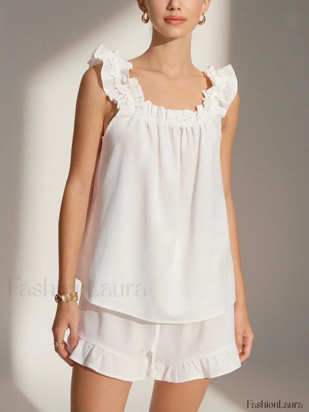 Pure Cotton Ruffle Shorts Set