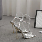 Purple/White T-band Butterfly-knotBuckle Strap Pointed Cover Heeled Thin High Heels Party Wedding High Heel