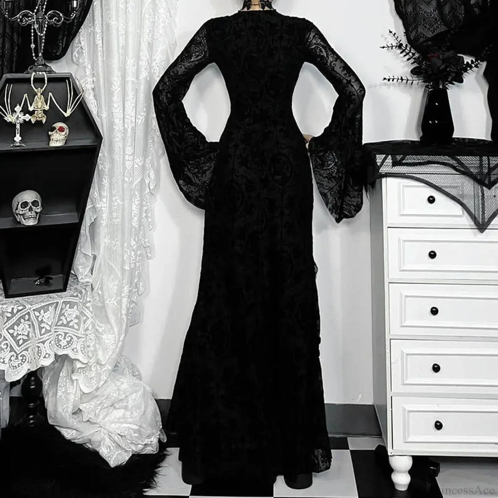 Quadrilateral Neck Corset Flare Full-Length Dress