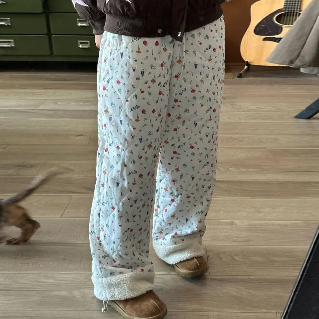 Quilted Brushed Winter Pants Y2K Pants