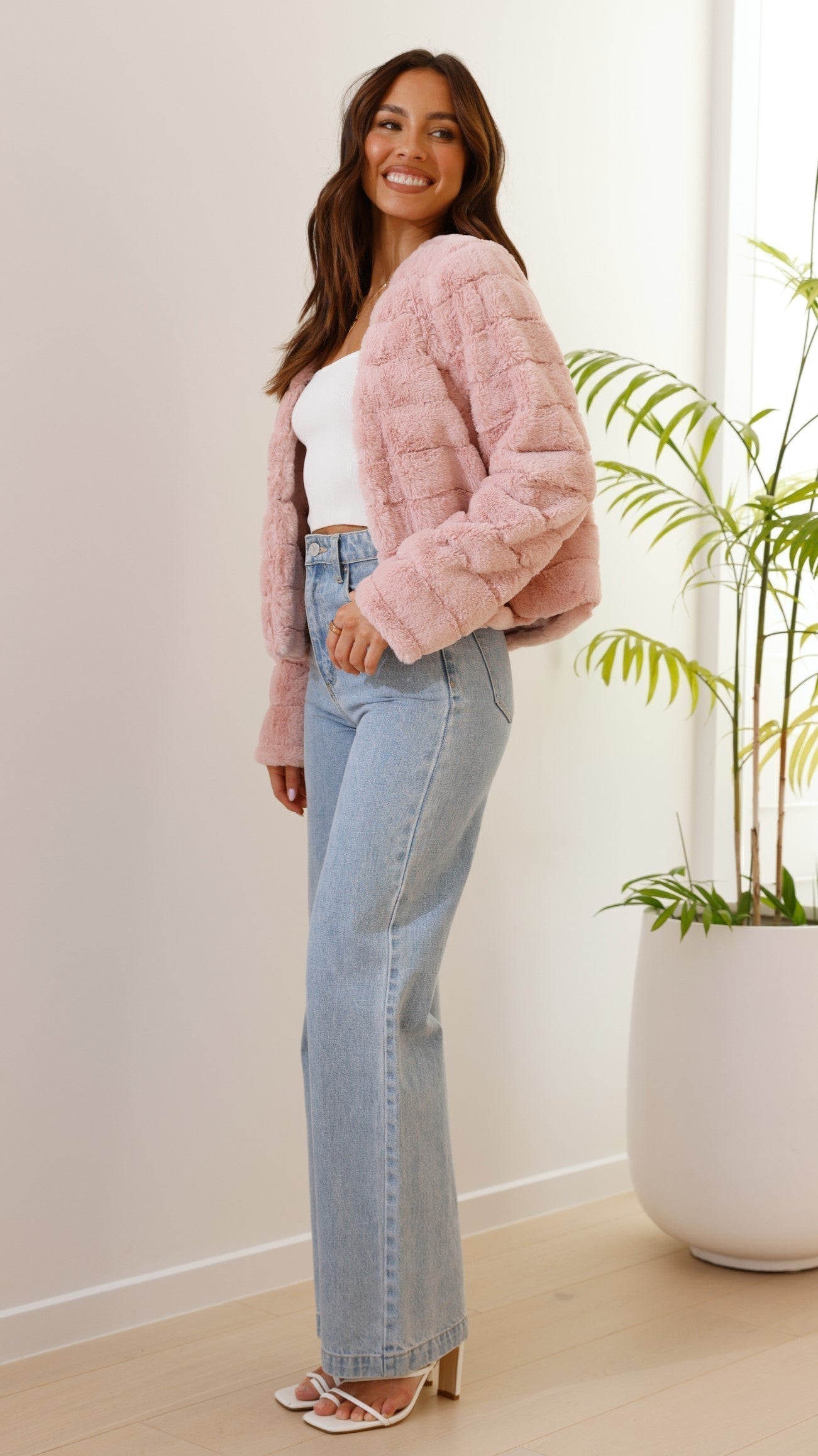 | Teddy crop jacket, line pattern