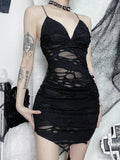 Ragged Strapless Mini Dress