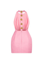 Square Neck Ornate Button Front Princess Seam Bodycon Mini Dress