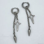 Rebel Celestial Cross Silver Empty Heart Earring