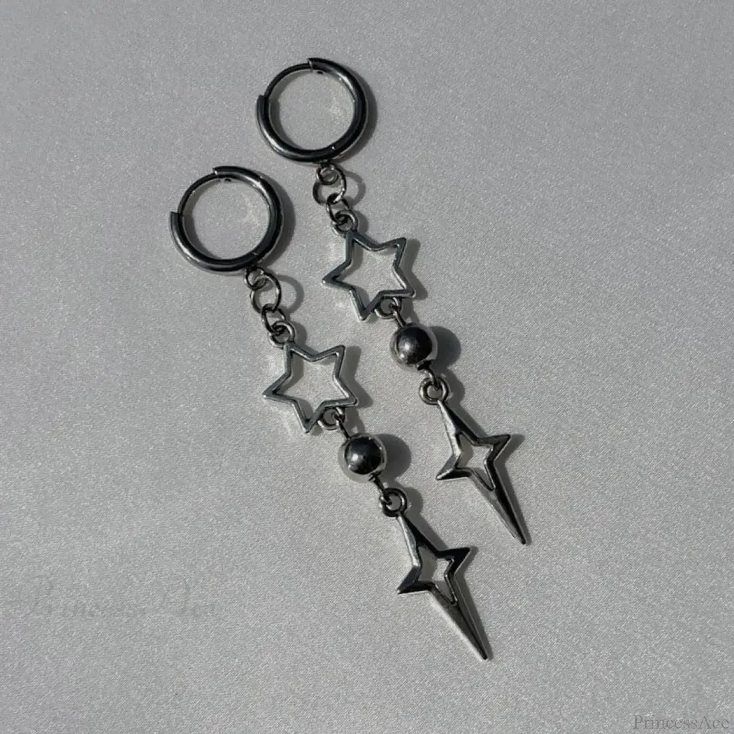 Rebel Celestial Cross Silver Empty Heart Earring
